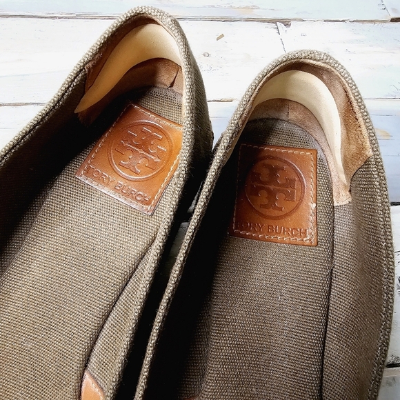 Tory Burch | Filipa Canvas Jute Espadrille Open Toe Wedge Olive Khaki - Picture 6 of 13